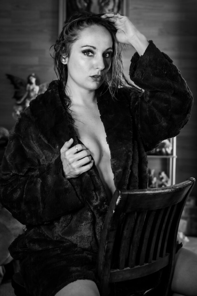 Black and white portrait posing.
